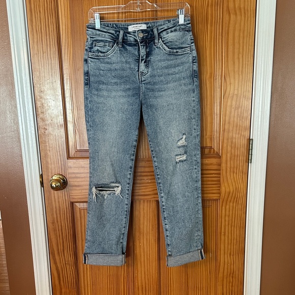 Lovervet Denim - Lovervet by Vervet Women's Cropped Distressed Blue Jeans